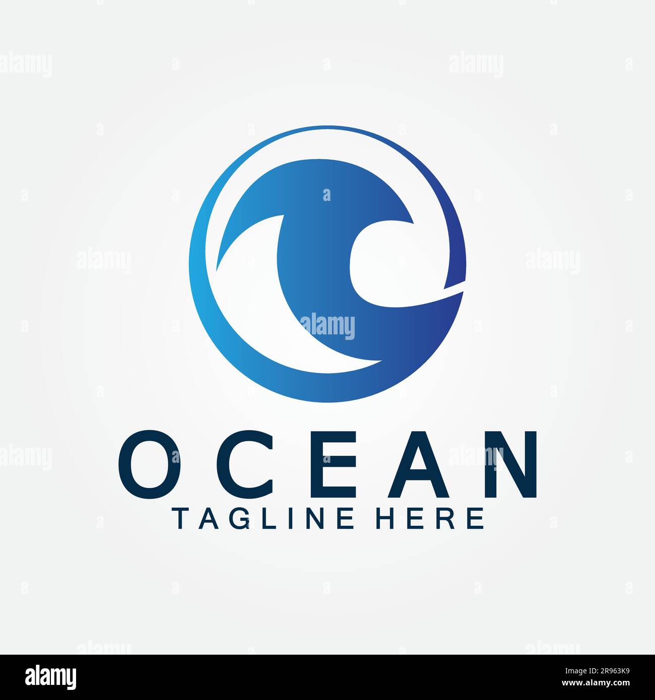 wavy blue ocean water letter O ocean wave logo design vector Stock ...
