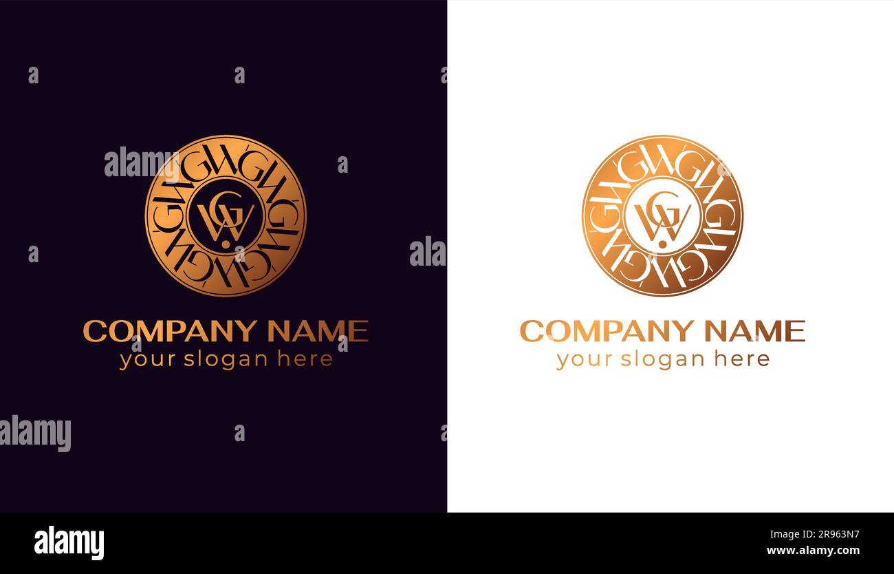 Wg & R Logo GW, WG logo. Luxury badge and monogram. Vector elegant logo. Letter WG ...