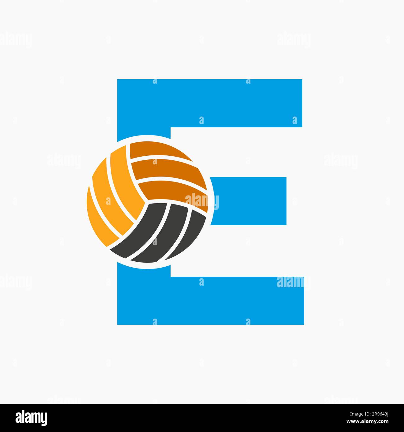 Letter E Volleyball Logo Concept. Volleyball Sports Logotype Template Stock Vector