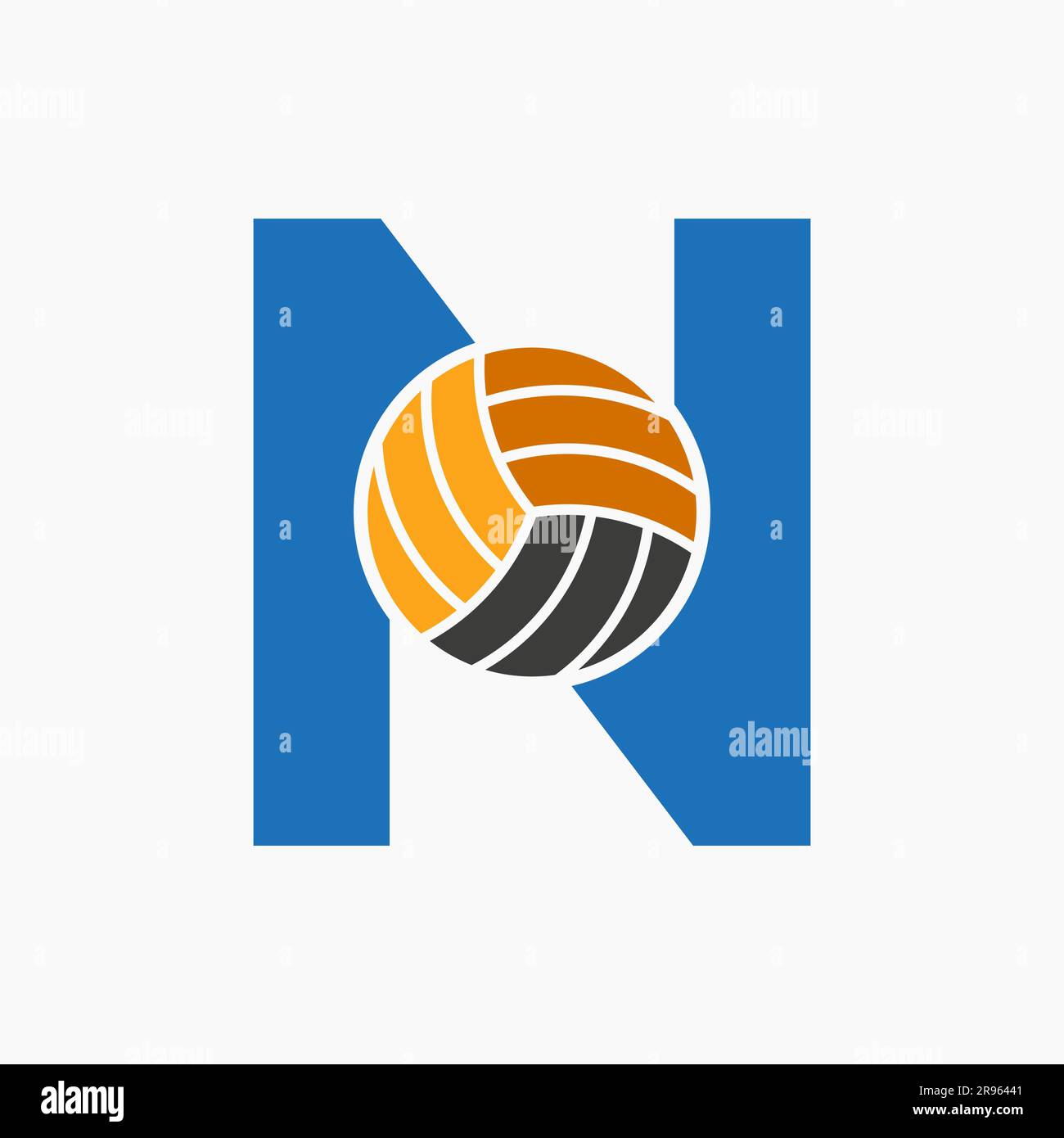 Letter N Volleyball Logo Concept. Volleyball Sports Logotype Template Stock Vector