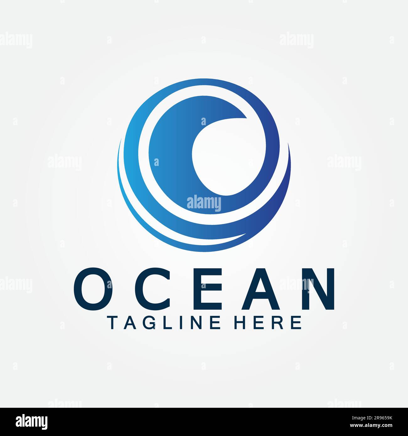 wavy blue ocean water letter O ocean wave logo design vector Stock ...