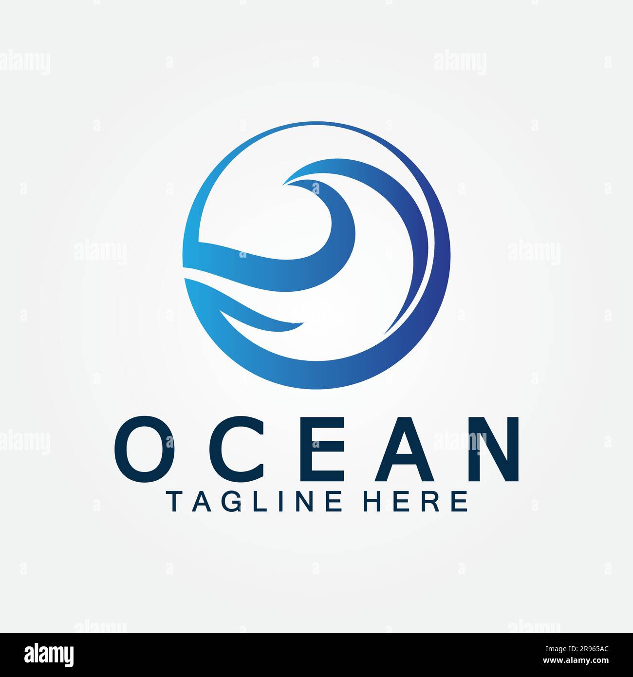 wavy blue ocean water letter O ocean wave logo design vector Stock ...
