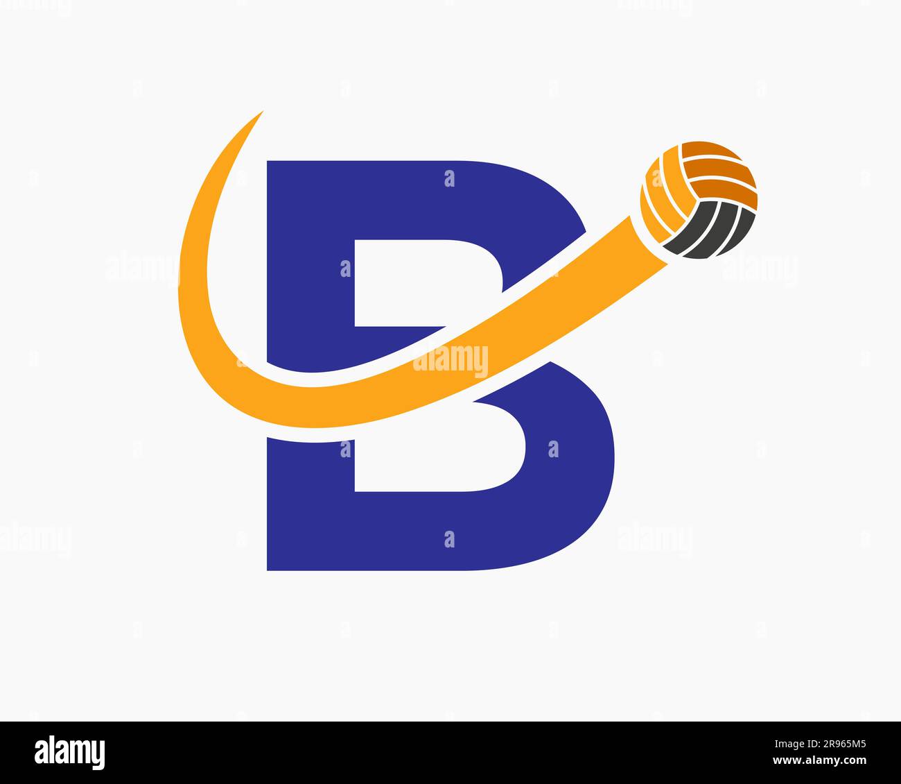 Letter B Volleyball Logo Concept With Moving Volley Ball Icon