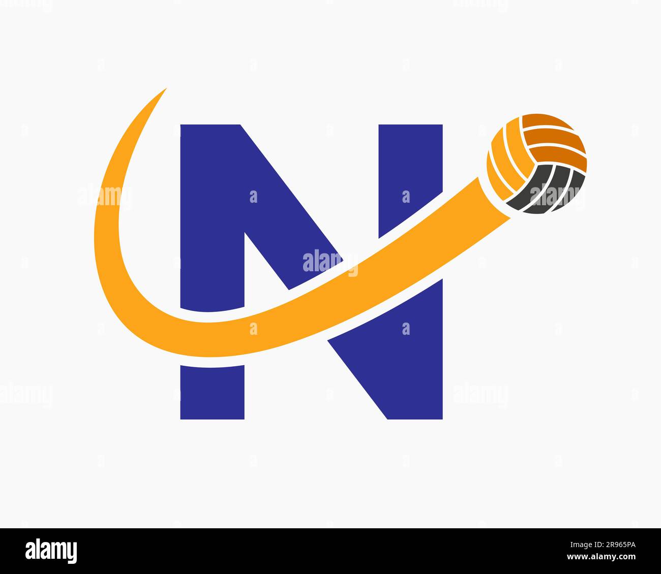 Letter N Volleyball Logo Concept With Moving Volley Ball Icon