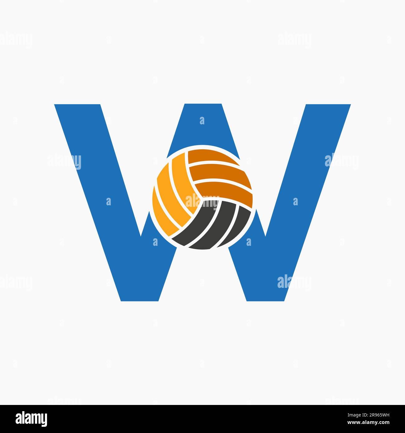 Letter W Volleyball Logo Concept. Volleyball Sports Logotype Template Stock Vector
