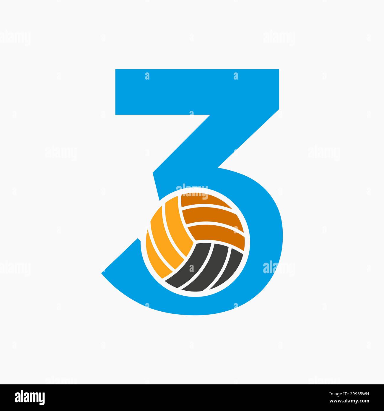 Letter 3 Volleyball Logo Concept. Volleyball Sports Logotype Template Stock Vector