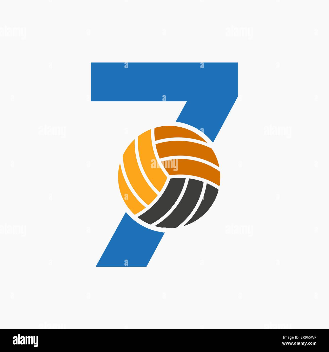 Letter 7 Volleyball Logo Concept. Volleyball Sports Logotype Template Stock Vector