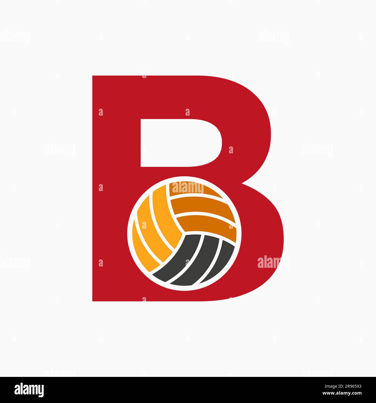 Letter B Volleyball Logo Concept. Volleyball Sports Logotype Template Stock Vector