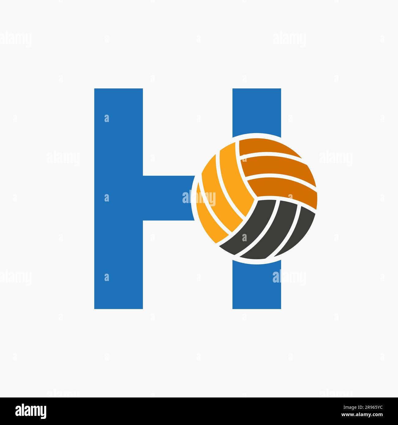 Letter H Volleyball Logo Concept. Volleyball Sports Logotype Template Stock Vector