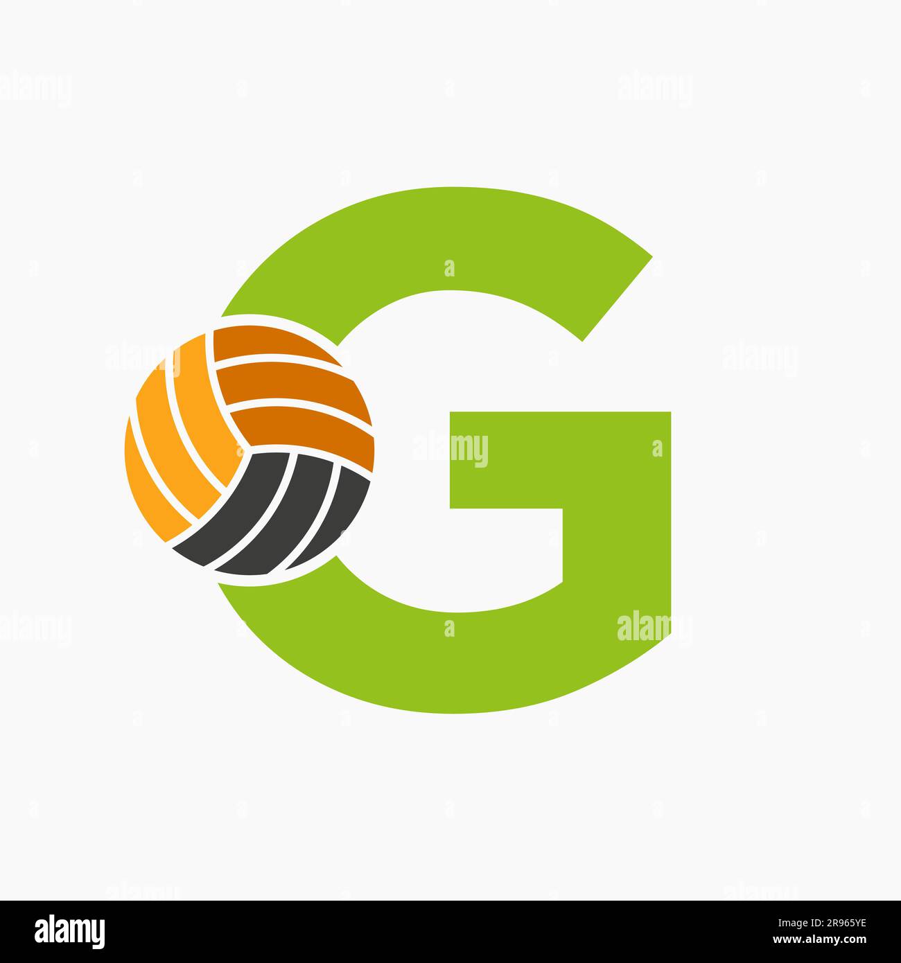 Letter G Volleyball Logo Concept. Volleyball Sports Logotype Template Stock Vector