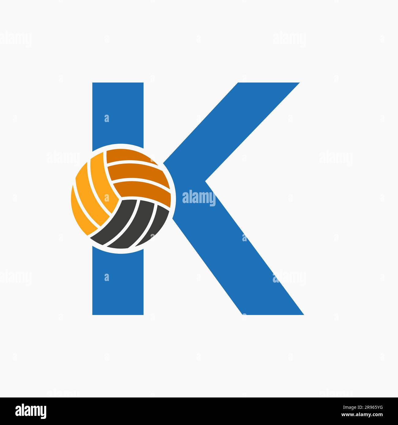 Letter K Volleyball Logo Concept. Volleyball Sports Logotype Template Stock Vector