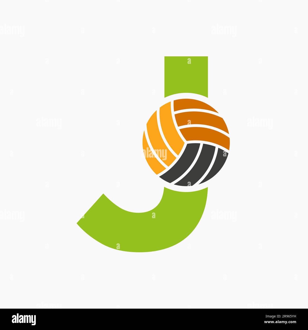 Letter J Volleyball Logo Concept. Volleyball Sports Logotype Template Stock Vector