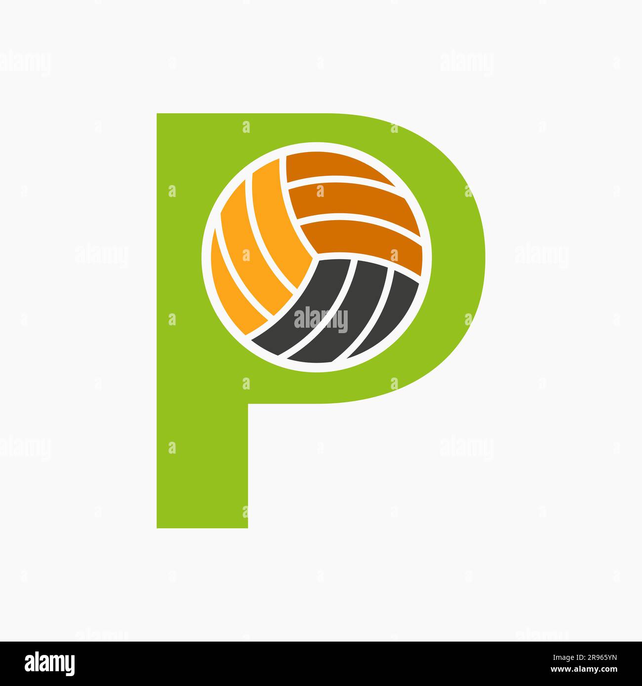 Letter P Volleyball Logo Concept. Volleyball Sports Logotype Template Stock Vector