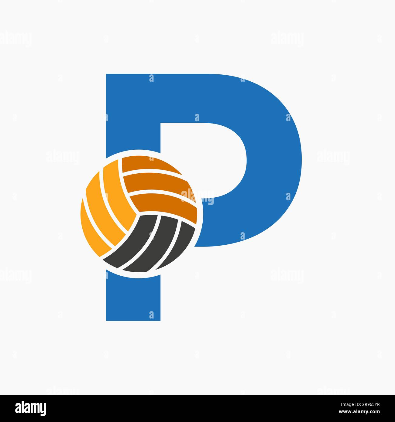Letter P Volleyball Logo Concept. Volleyball Sports Logotype Template Stock Vector