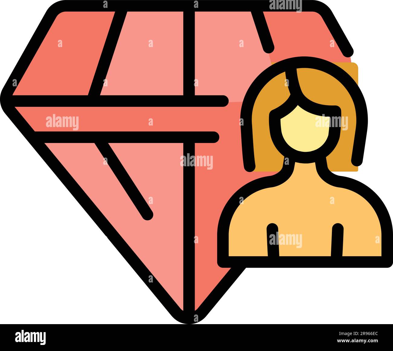 Narcissism diamond girl icon. Outline Narcissism diamond girl vector