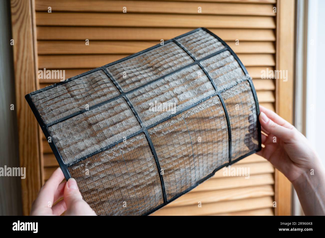 Closeup of a dust filter from an air conditioner. Air conditioner