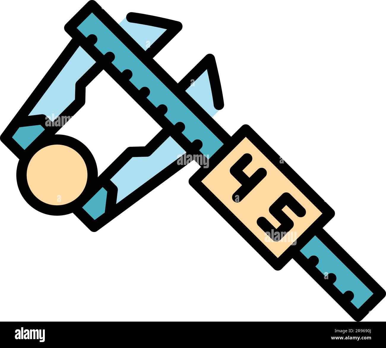 Digital micrometer measure icon. Outline Digital micrometer measure
