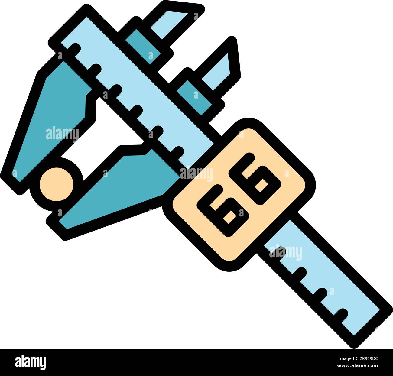Digital micrometer metal icon. Outline Digital micrometer metal vector