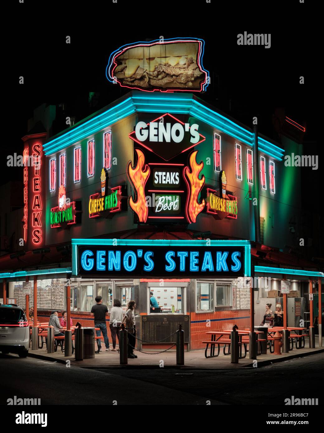 Genos Steaks vintage neon signs at night, Philadelphia, Pennsylvania ...