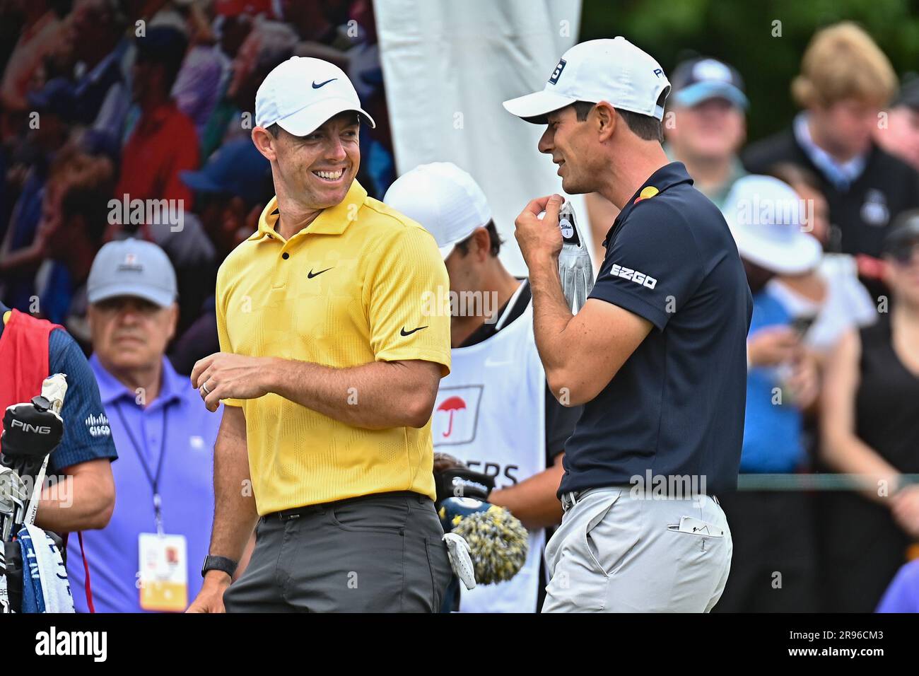 Saturday June 24, 2023 Rory McIlroy and Viktor Holland on the first