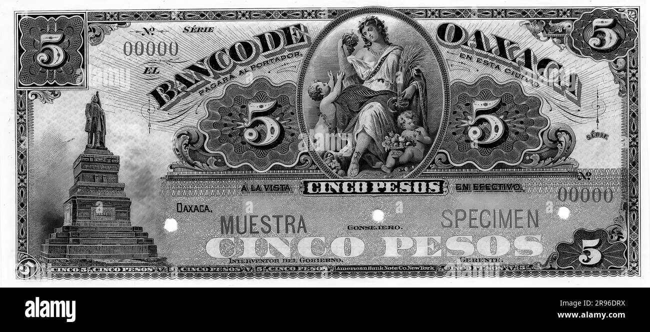 Photo Banknote Mexico,Oaxaca,5 Pesos,mexican pesos Stock Photo Alamy