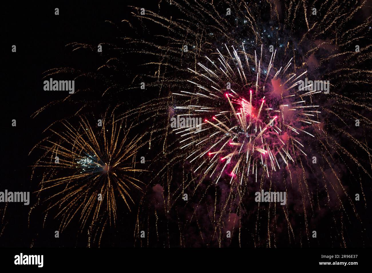 Fireworks in the night sky, Osterraederlauf Luegde, Easter festival