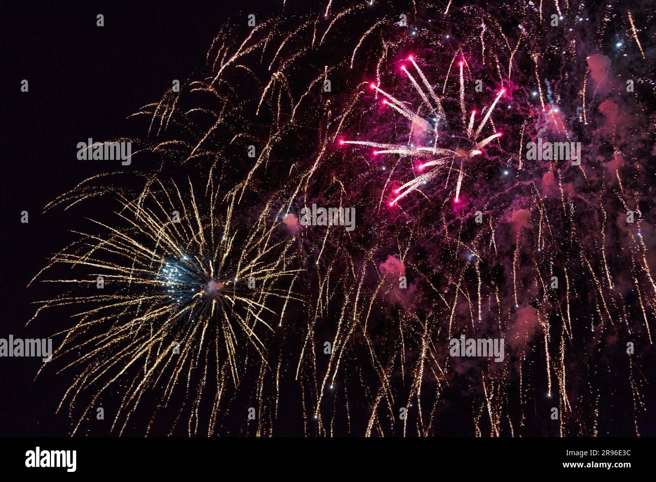 Fireworks in the night sky, Osterräderlauf Lügde, Easter festival