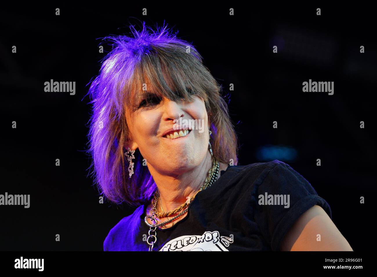 Chrissie Hynde from the Pretenders performing on stage at the