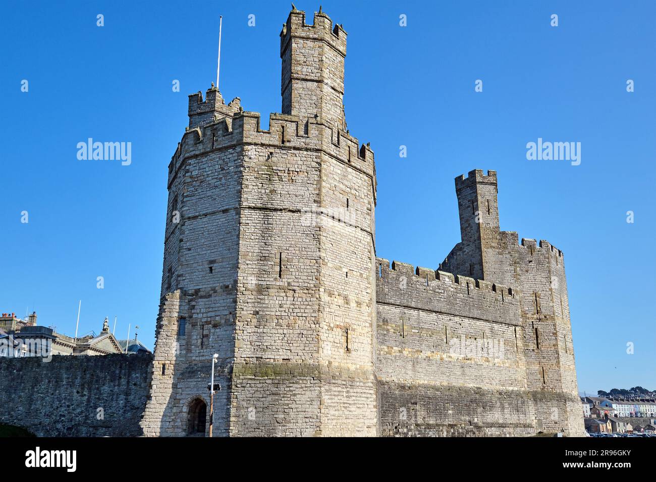 Caernarfon Castle in North Wales on a sunny day Stock Photo