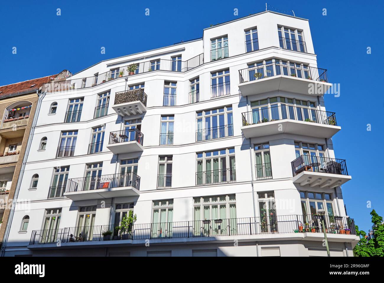 New white apartment building seen in Berlin, Germany Stock Photo - Alamy
