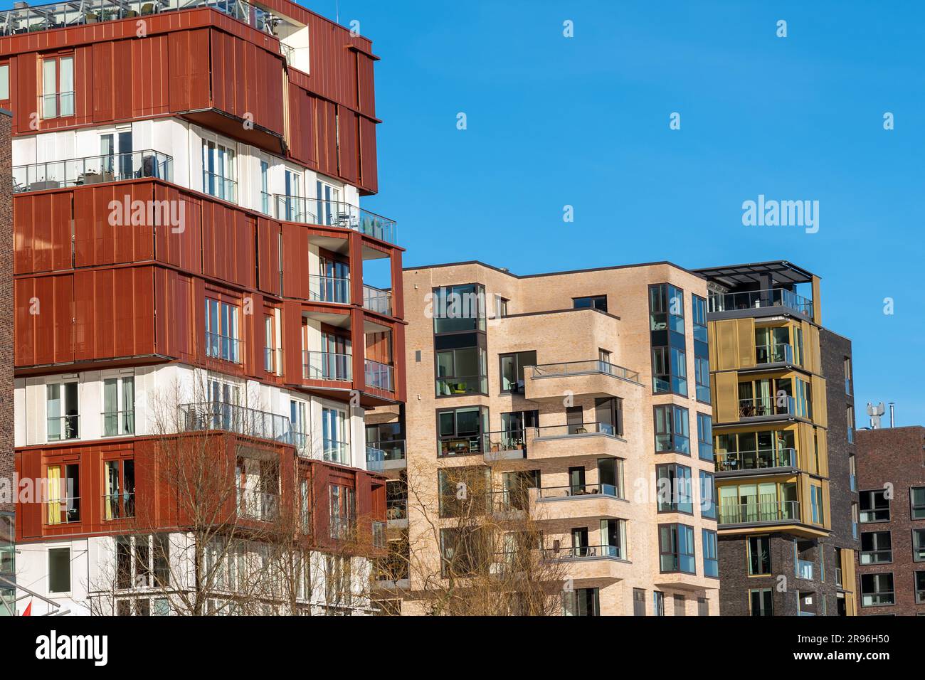 Modern apartment buildings in the Hafencity in Hamburg, Germany Stock