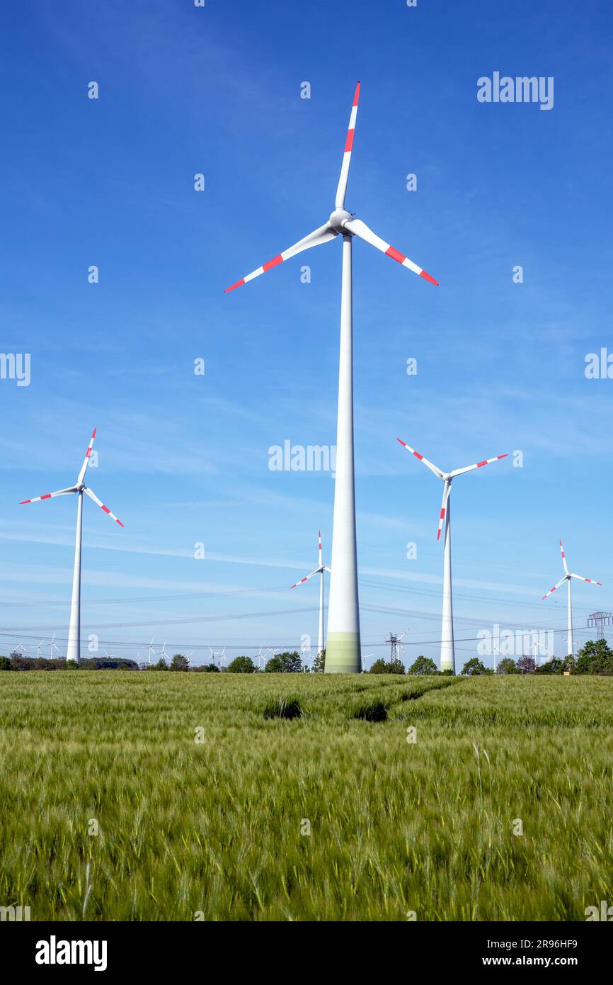 Modern wind turbines on a sunny day in Germany Stock Photo - Alamy
