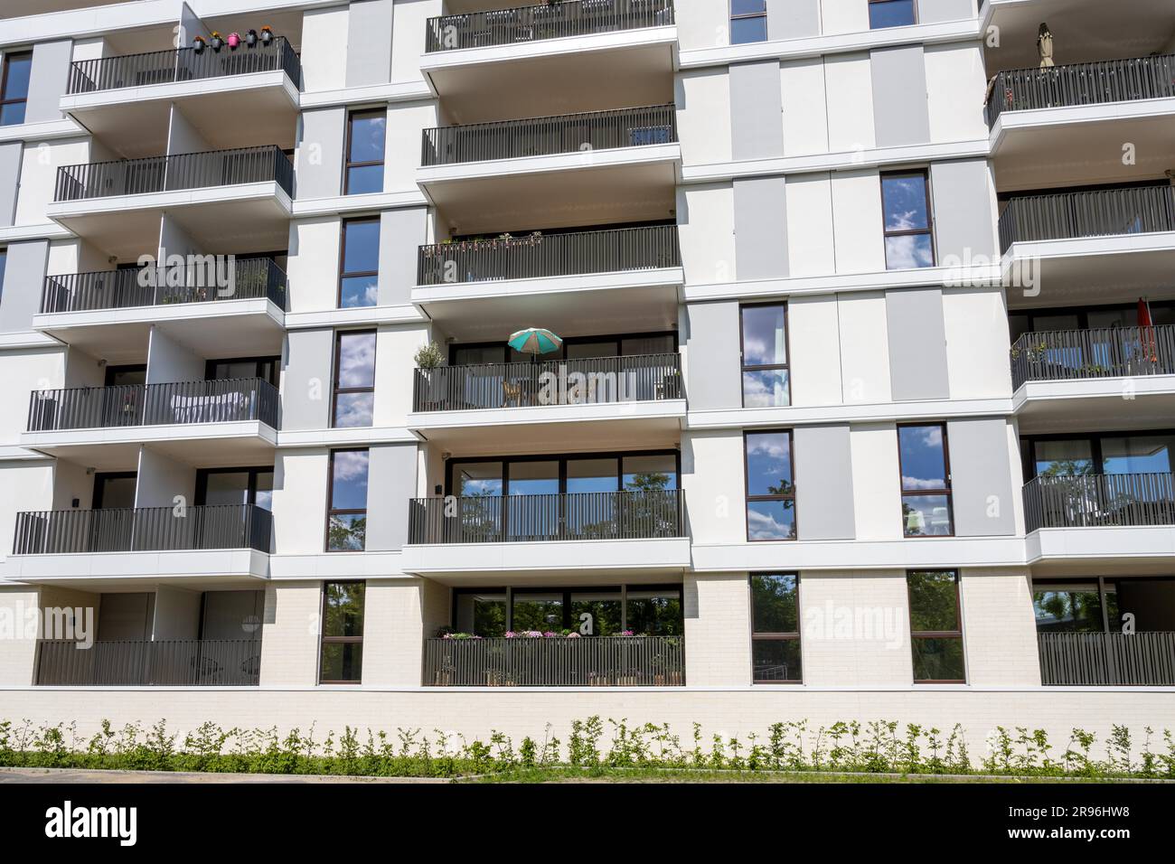 Modern apartment building with large balconies in Berlin, Germany Stock