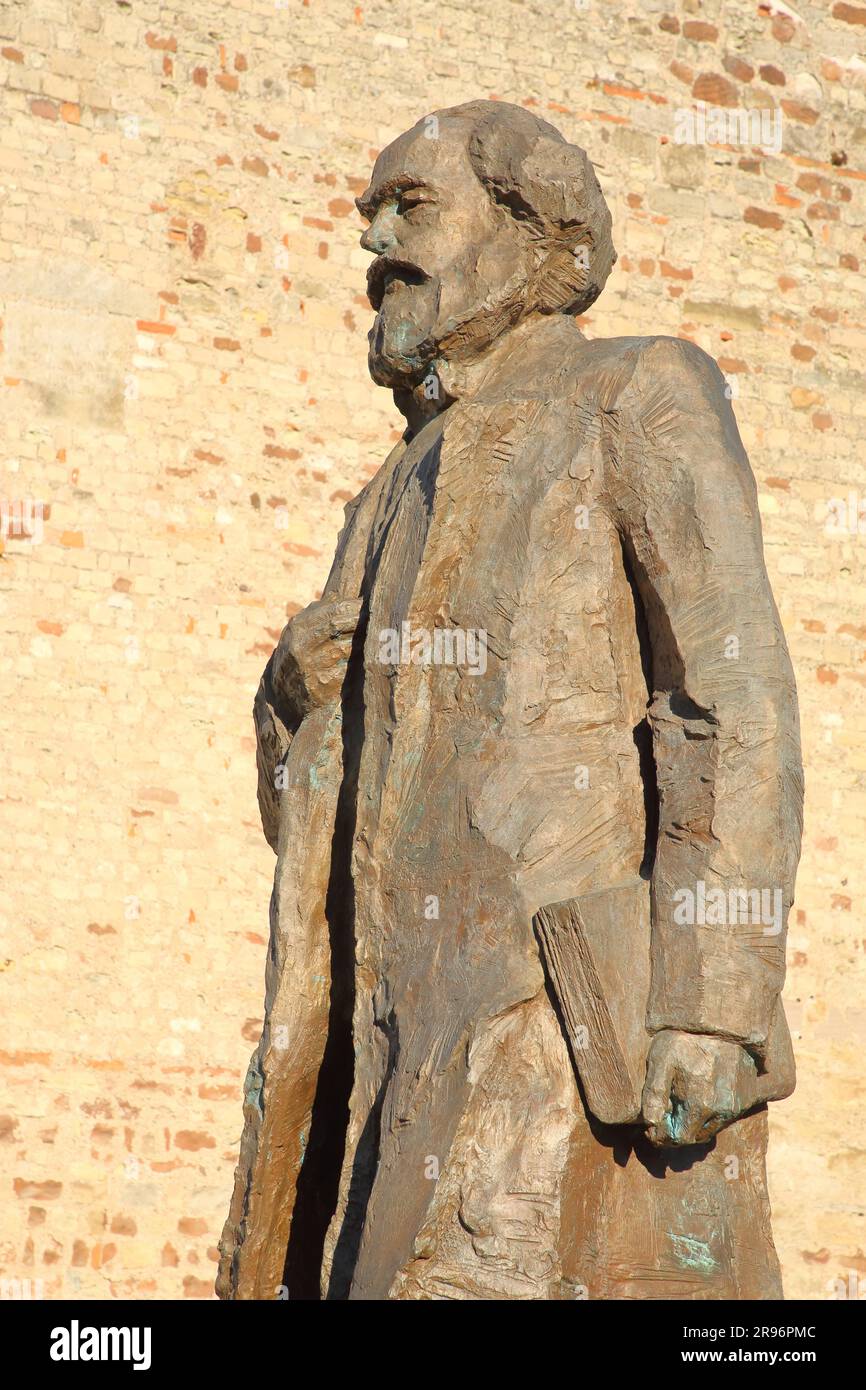 Karl Marx Statue, Trier, Middle Moselle, Moselle, Sculpture, Book, Carry, Arm, Hand, Rhineland-Palatinate, Germany Stock Photo