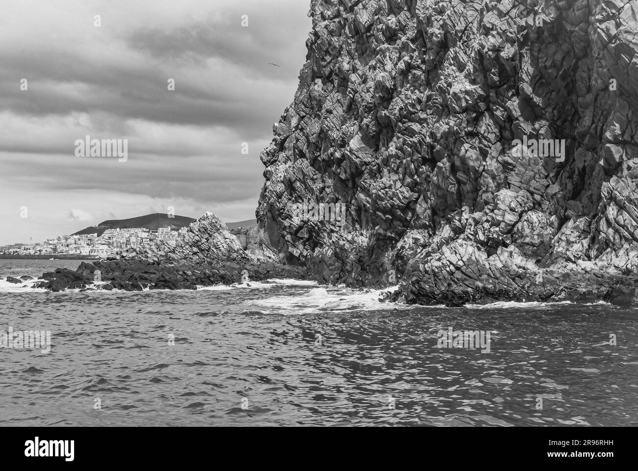Scenic view mountain sea Black and White Stock Photos & Images - Alamy
