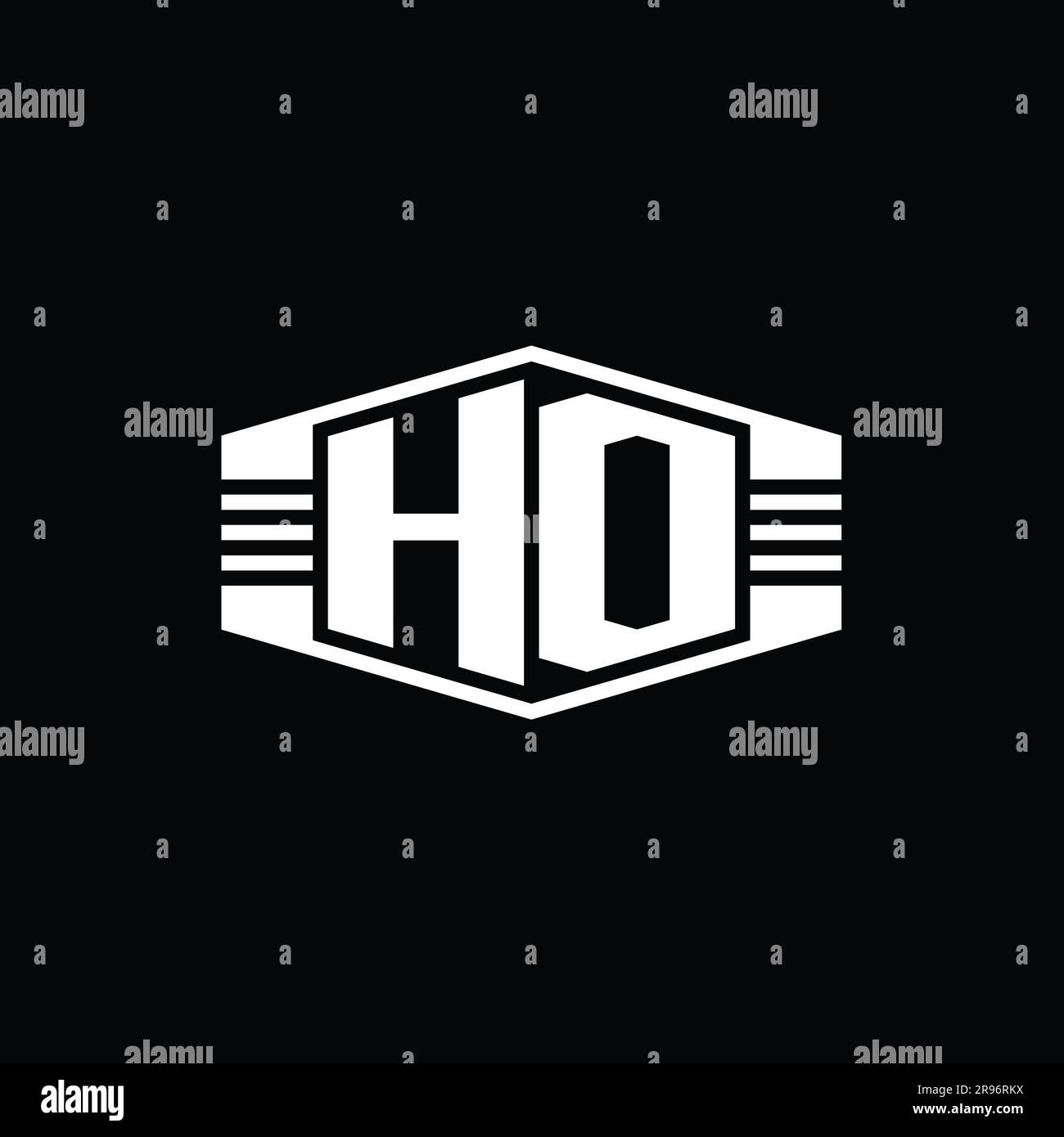 HD Letter Logo monogram hexagon emblem shape with stripes outline style ...