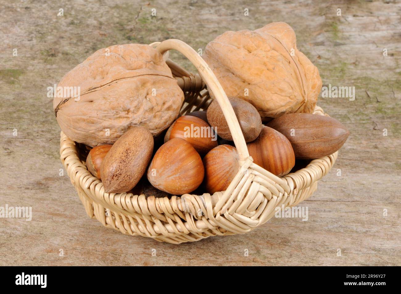 Hazelnuts, pecans and walnuts (Corylus avellana) (Juglans regia) (Carya