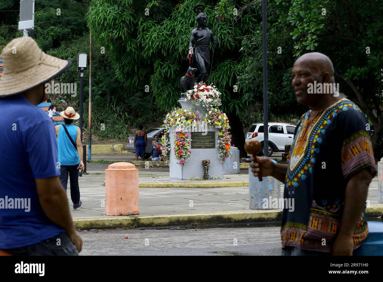 June 24, 2023, Puero Cabello, Carabobo, Venezuela: June 24, 2023.According to the Bigott Foundation, every June 24, the birth of Saint John the Baptist is commemorated throughout the Christian world, the date coincides with the summer solstice festivities, specifically the day of the solstice, or the longest day of the year. This celebration began to form part of Venezuelan popular culture in the colonial period, and allowed the participation of the indigenous and African population and their descendants. In almost all towns, masses are held in his honor, the altar is decorated and promises ar Stock Photo