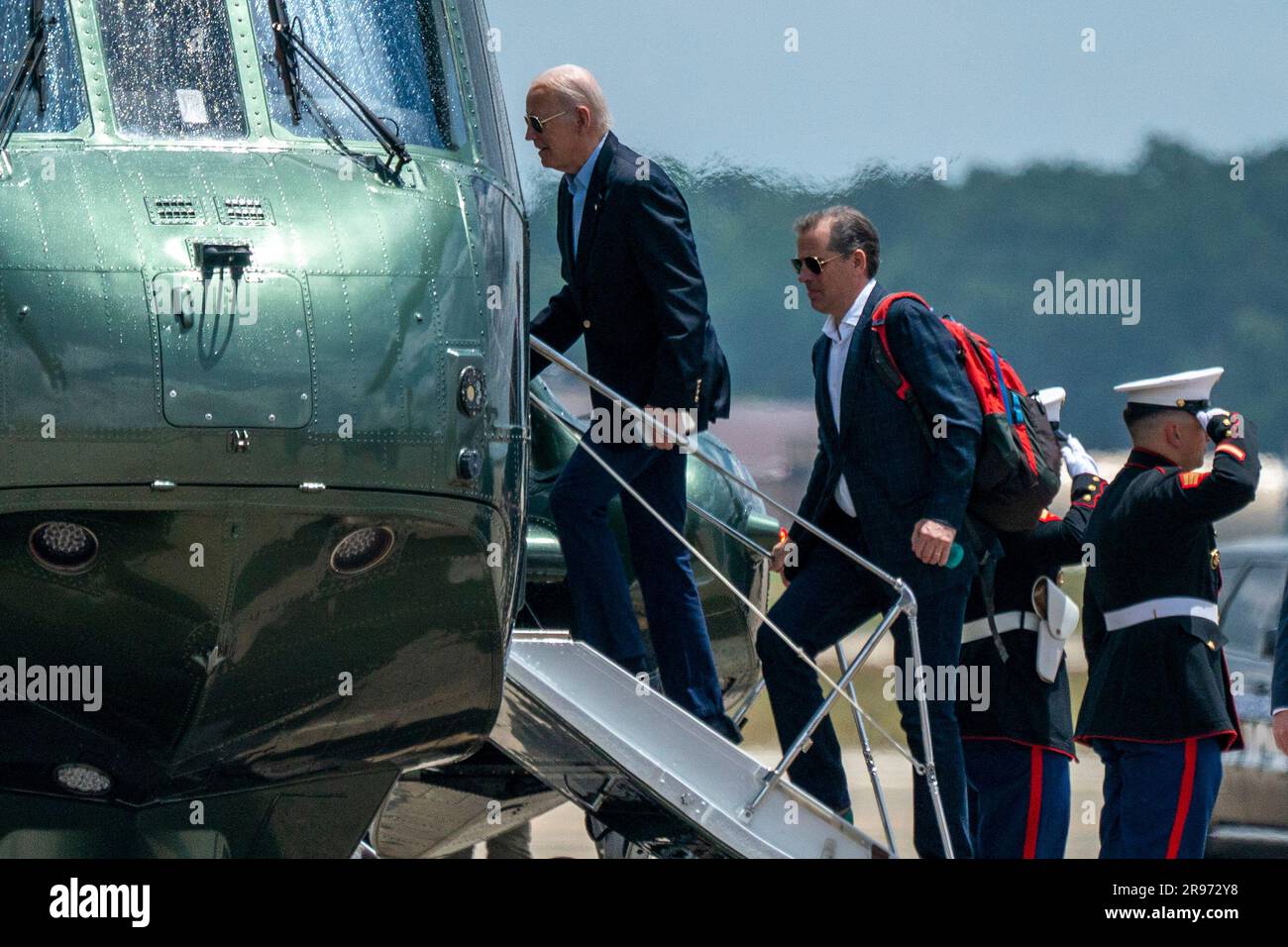 US President Joe Biden boards Marine One with his son Hunter Biden at Joint Base Andrews, Maryland, USA, 24 June 2023. President Biden was briefed and will continue to follow the unfolding situation in Russia.Credit: Shawn Thew/Pool via CNP/MediaPunch Credit: MediaPunch Inc/Alamy Live News Stock Photo