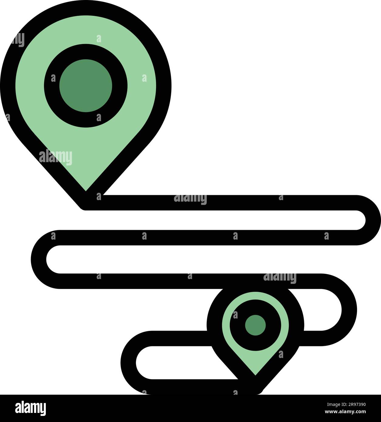 Runner app running route icon. Outline Runner app running route vector icon for web design