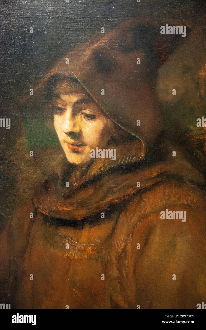 Rembrandt painting called the Titus as a Monk at the Rejksmuseum in Amsterdam Stock Photo Alamy