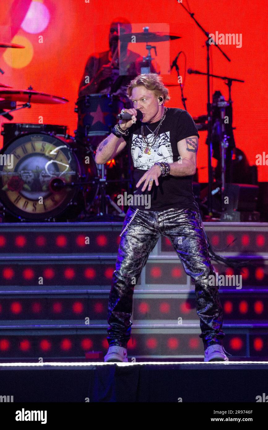 Axl Rose of Guns N' Roses performs during Glastonbury Festival in