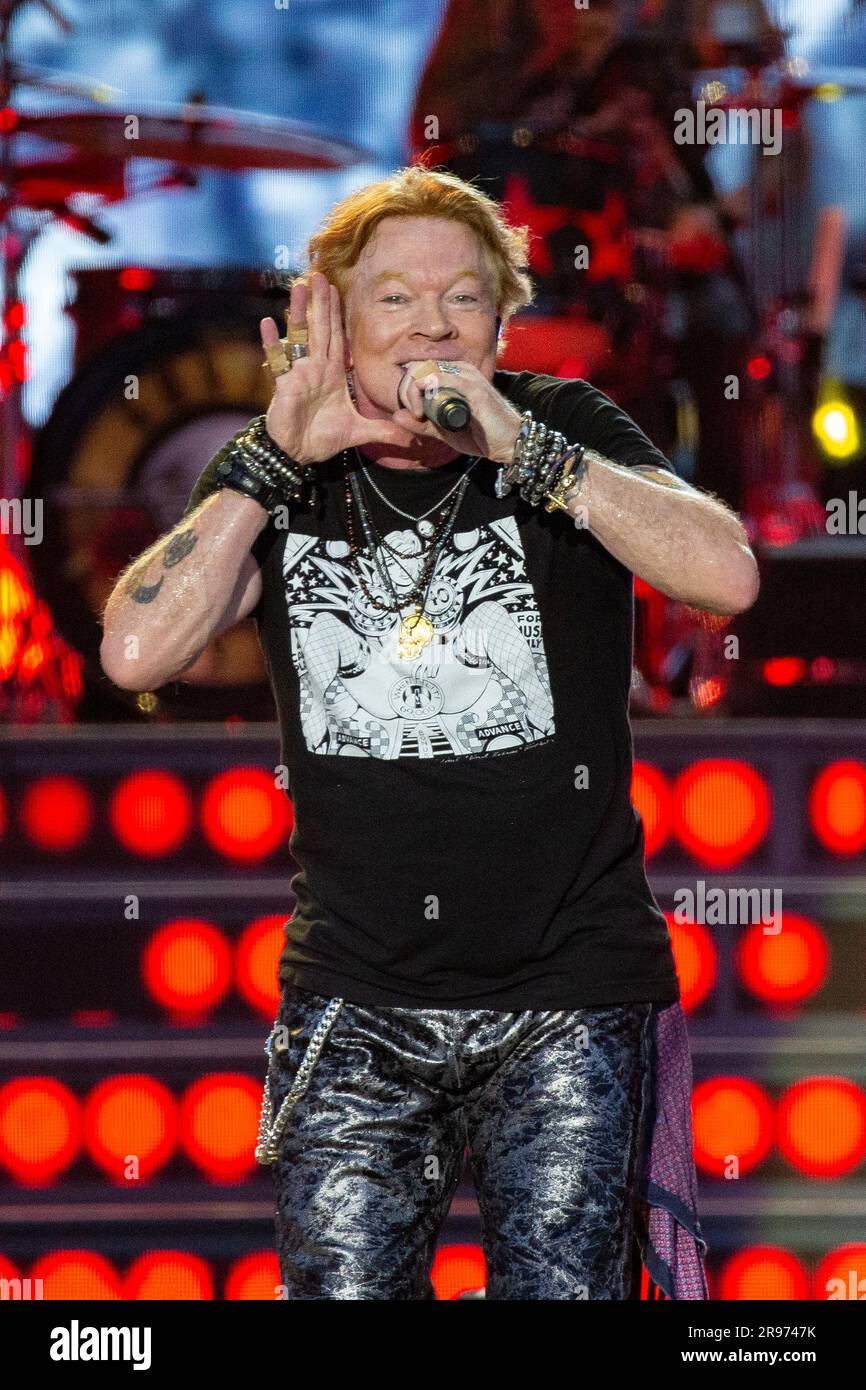 Axl Rose of Guns N' Roses performs during Glastonbury Festival in