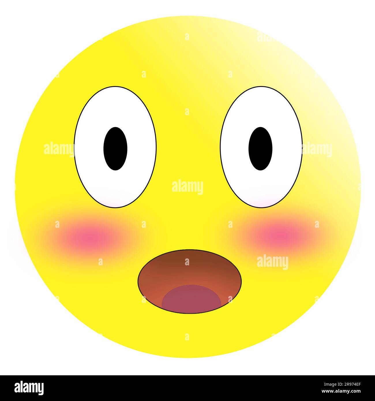 Embarrassed Emoticon with reddened red cheeks on a white background