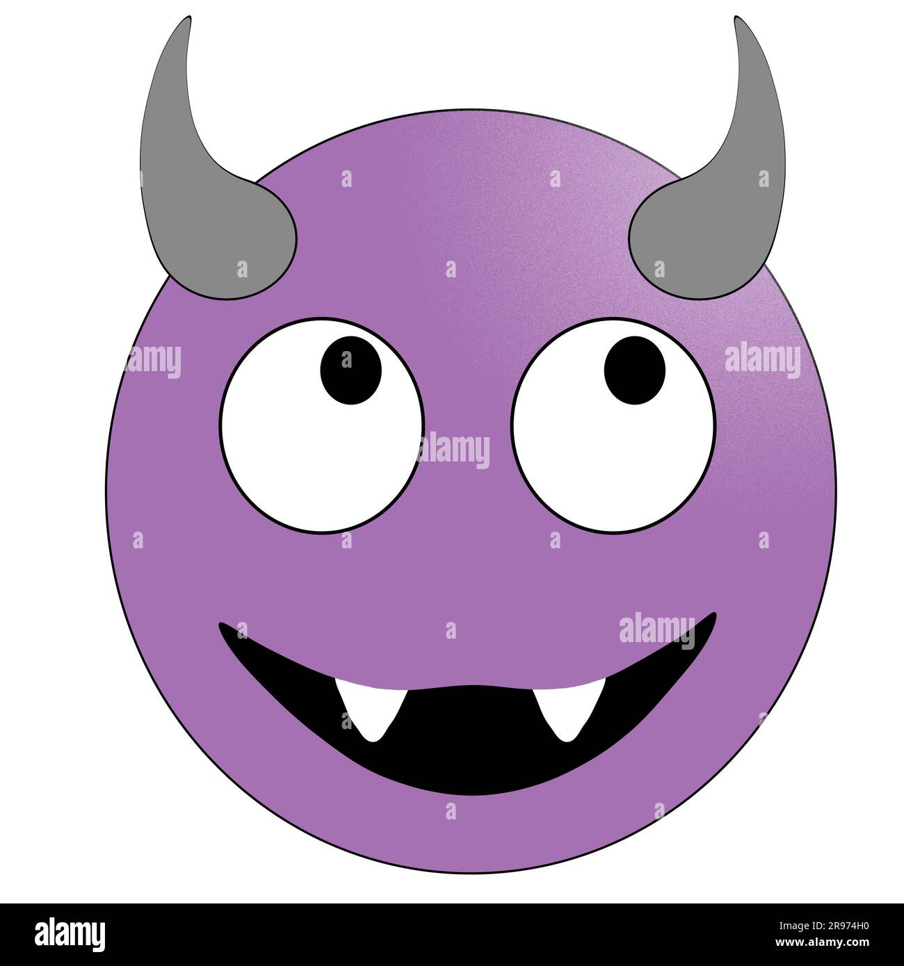 Smiling face with horns. Violet devilish smiley. isolated on white background isolate Stock Photo