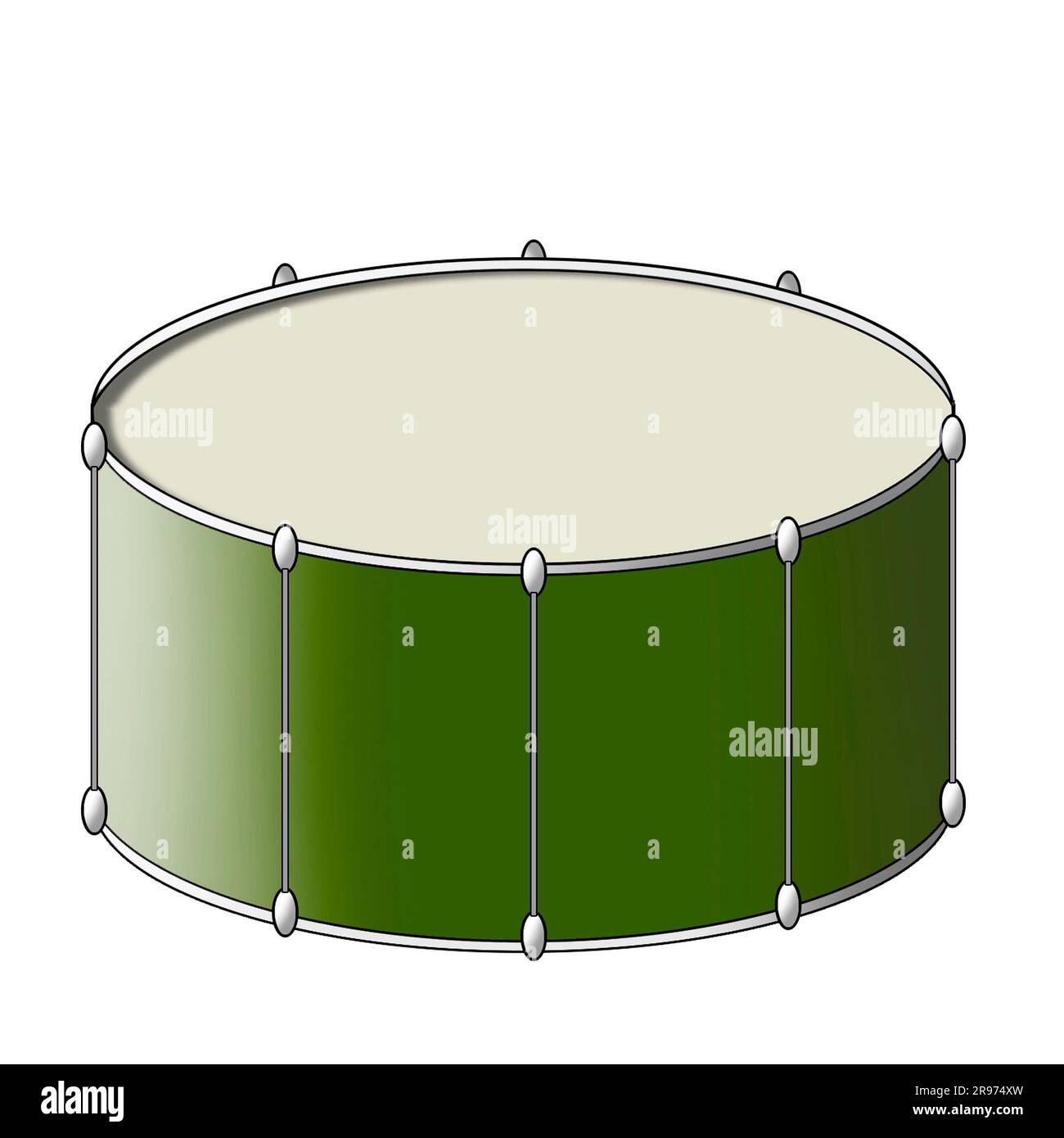 tom drum from green color setting on white background isolate Stock