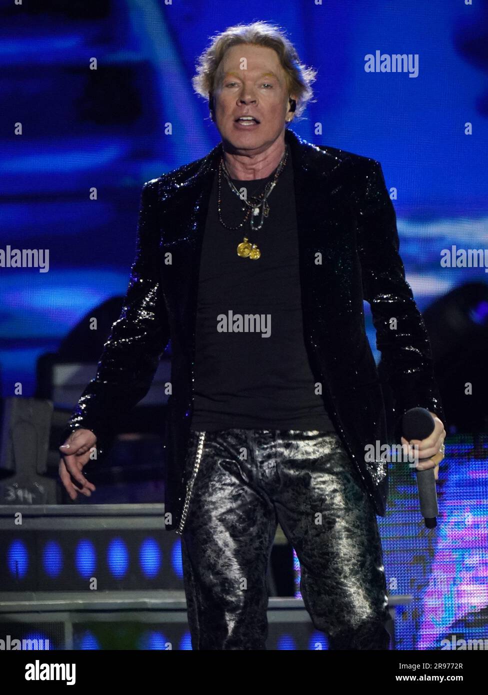 Axl Rose of Guns N' Roses performing on the Pyramid Stage at the