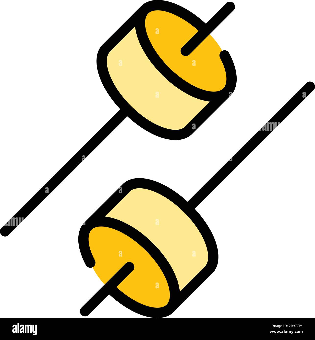 Camping marshmallow on fire icon. Outline Camping marshmallow on fire vector icon for web design isolated on white background color flat Stock Vector