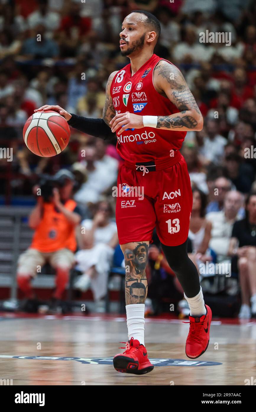 Milan, Italy. 23rd June, 2023. Shabazz Napier #13 of EA7 Emporio Armani  Milan in action during LBA Lega Basket A Finals 2023 Game 7 between EA7 Emporio  Armani Milan and Virtus Segafredo