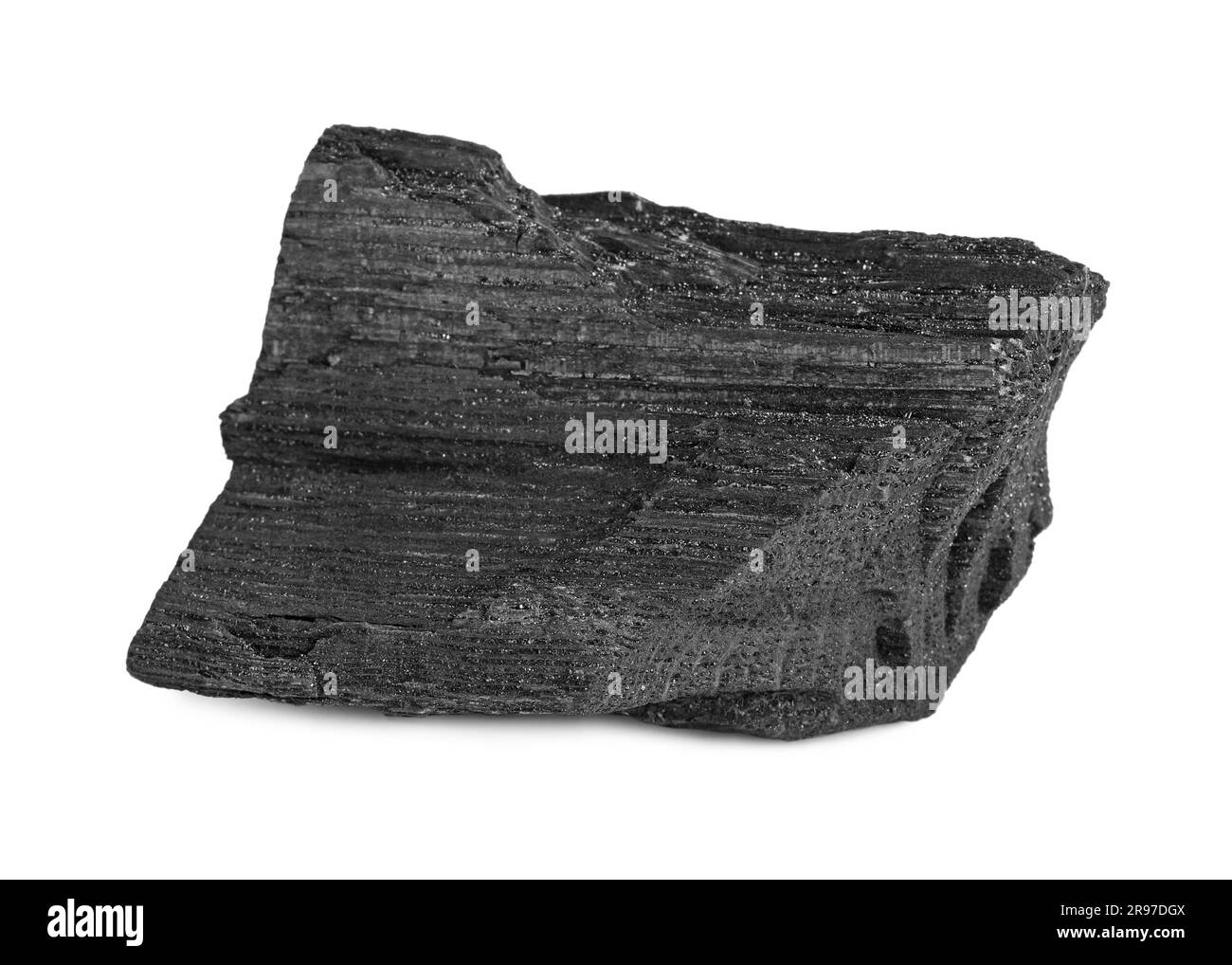 Piece of coal isolated on white. Mineral deposits Stock Photo